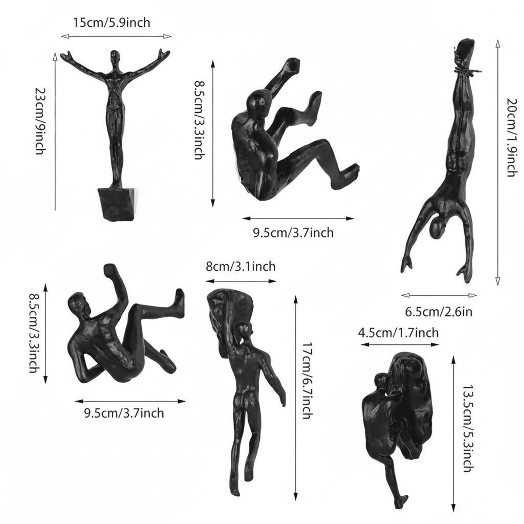 Handmade climbing art sculpture, a unique and inspirational wall accent.