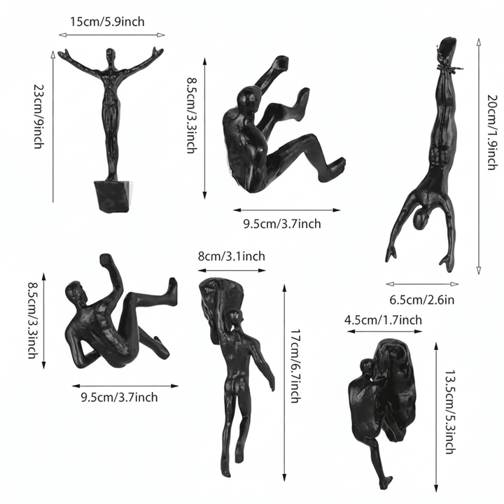 Handmade climbing art sculpture, a unique and inspirational wall accent.