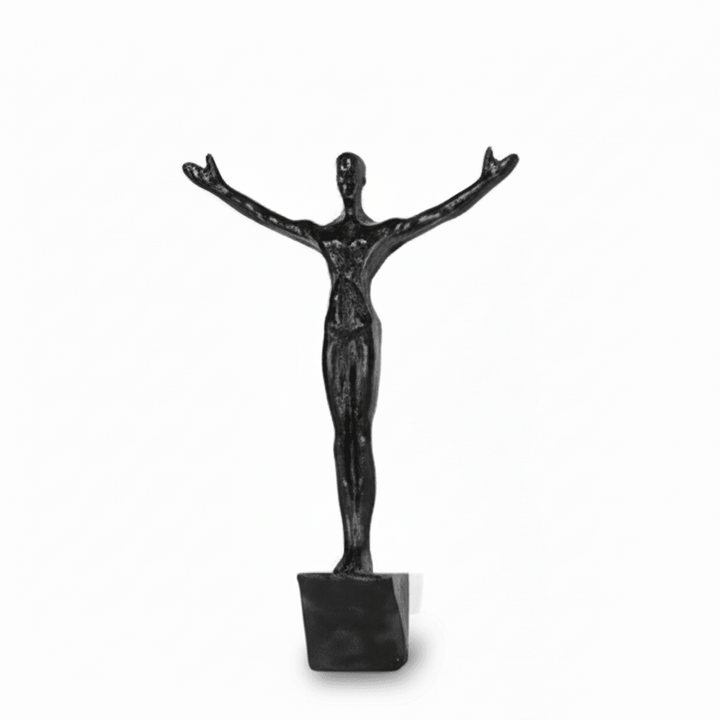 Contemporary handmade wall sculpture: dynamic climbing figure, artistic decor.