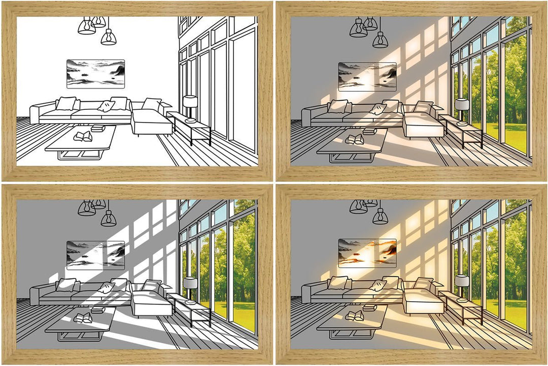 Vibrant LED wall art with dynamic scenes, enhancing home decor with mood lighting.