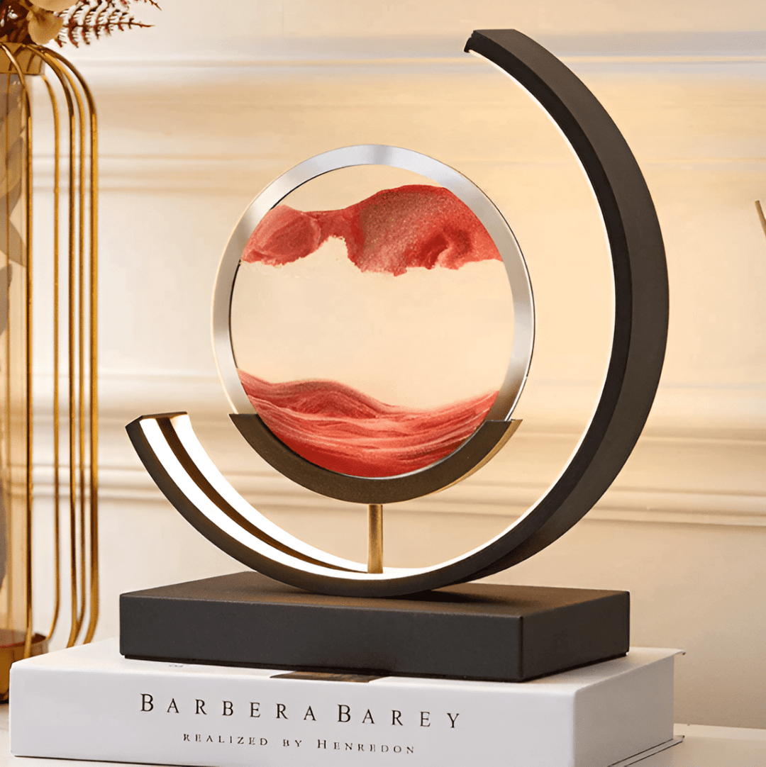 Mesmerizing dynamic sand art lamp, an elegant decorative piece with ambient LED light for home decor.