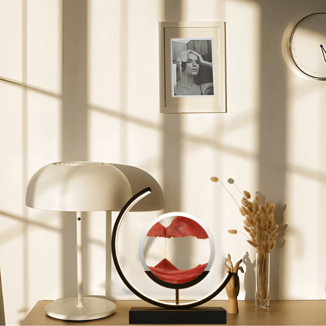 Unique dynamic sand art lamp, a perfect stress relief gift with dimmable LED ambient lighting.