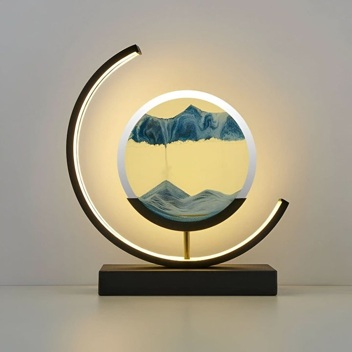 Stylish dynamic sand lamp, a calming LED decorative piece for living room, bedroom, or office decor.