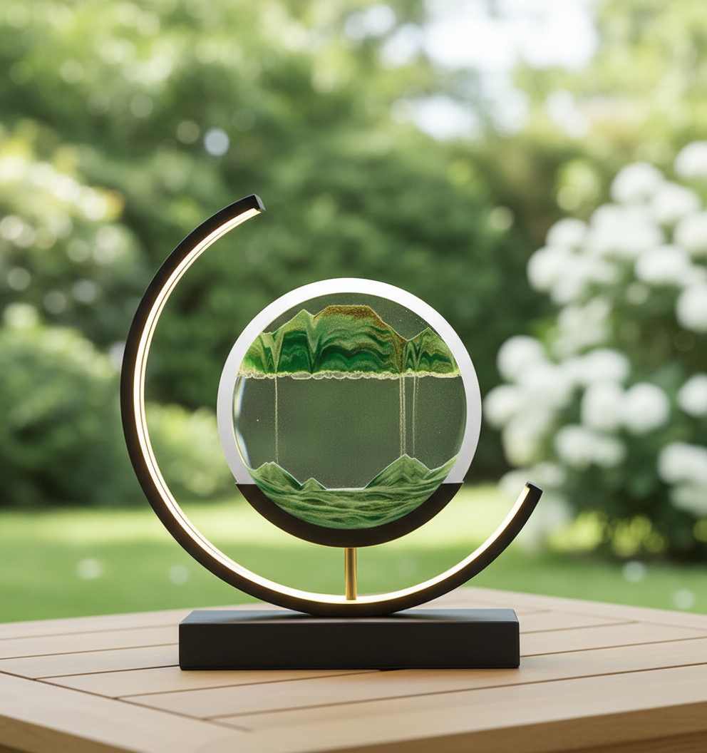 Dynamic Sand Art LED Table Lamp, 3D moving sand for relaxing home decor and ambient light