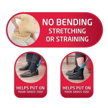 Elderly care compression sock aid kit. Easy on/off sock helper for seniors with limited mobility.