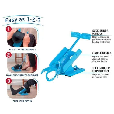 Unisex compression sock aid kit to easily put on & take off socks. Mobility helper for all users.