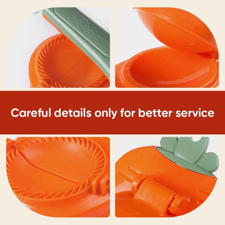 Effortless dumpling press kitchen gadget for perfectly shaped homemade wontons & pastries.