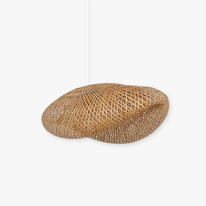 EcoSphere bamboo LED pendant light, modern design, natural decor, warm white for any room.