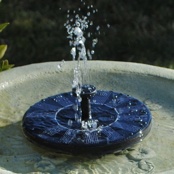Beautiful solar garden fountain creating a tranquil outdoor water feature for ponds & birdbaths. Great garden decor.