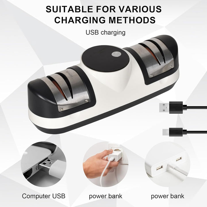 Modern EdgeMaster appliance, an electric knife sharpener with LED interface for precise sharpening