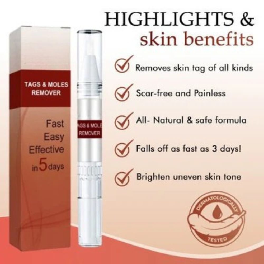 Close-up of the natural skin tag & mole remover formula. Gentle, effective solution for clear, blemish-free skin.