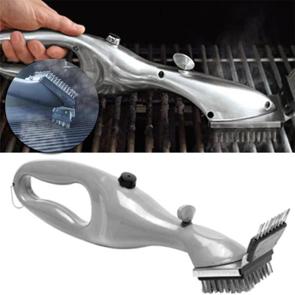 Effortless BBQ Steam Cleaning Brush for spotless grills. Heavy-duty grill brush for effective rust removal.