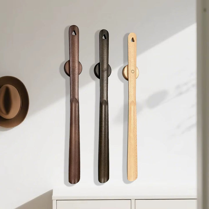 Effortless magnetic wood shoehorn for easy on/off. Elegant beechwood long shoehorn, daily living aid.