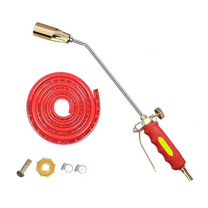Powerful propane torch with ergonomic handle for comfortable outdoor gardening & flame weed killing.