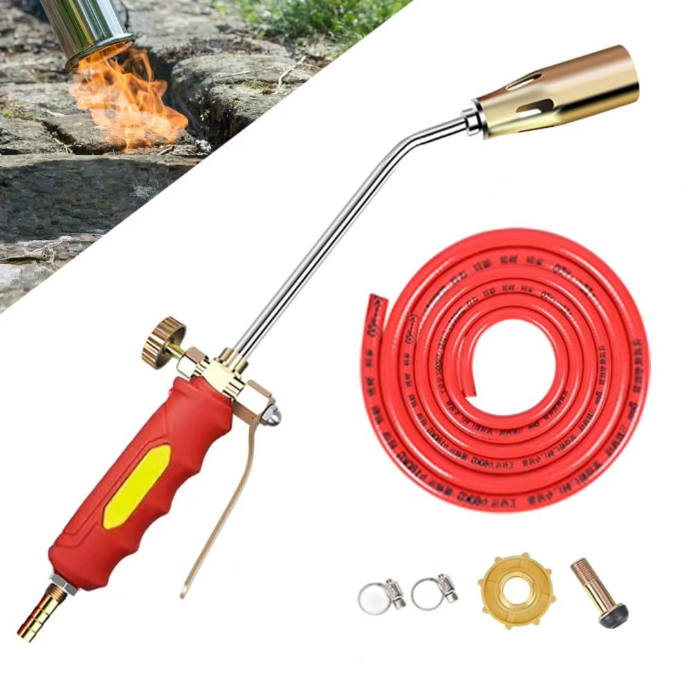 Efficient propane weed torch, a chemical-free weed killer garden tool for quick and easy yard maintenance.