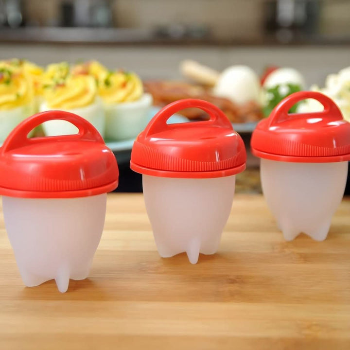 Effortless silicone egg cooker set for perfectly cooked, easy-to-peel eggs. A must-have kitchen tool.