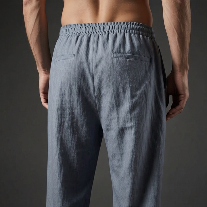 Comfortable tailored-look drawstring pants, offering an effortless style for summer and everyday wear.