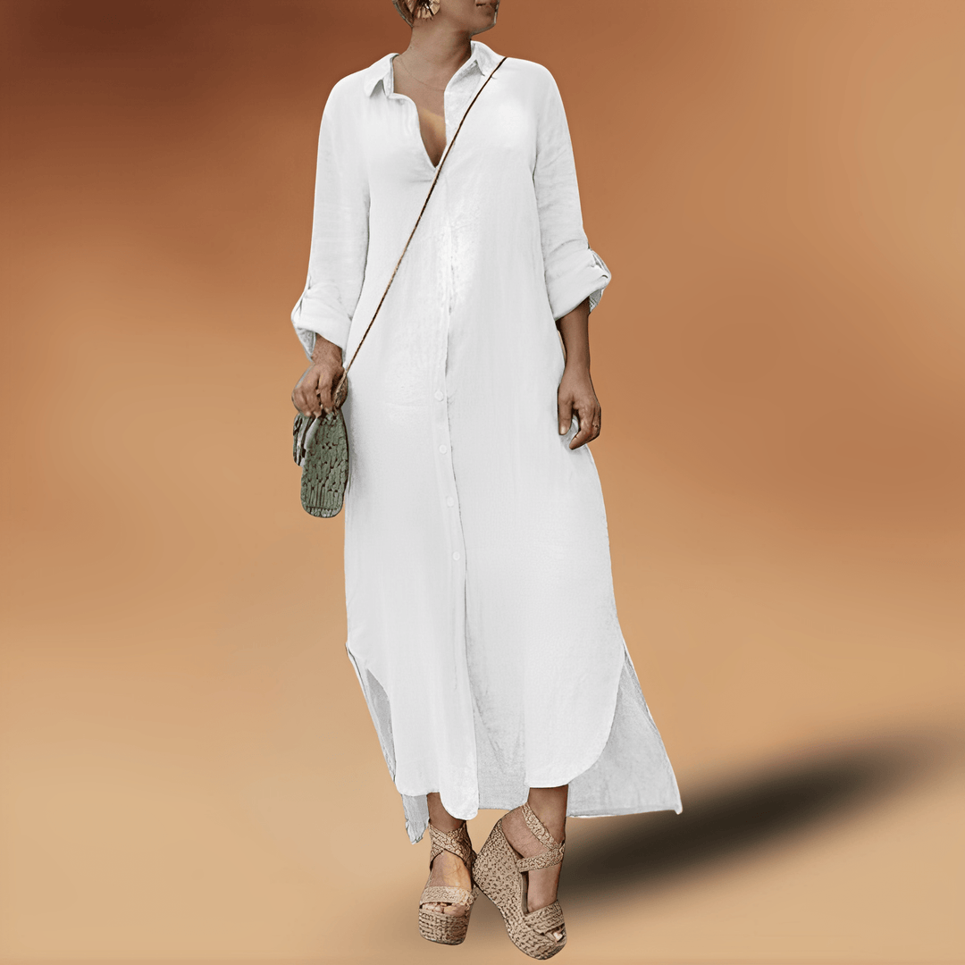Breathable women's flowy summer midi dress, comfortable & versatile for spring fashion and warm weather.