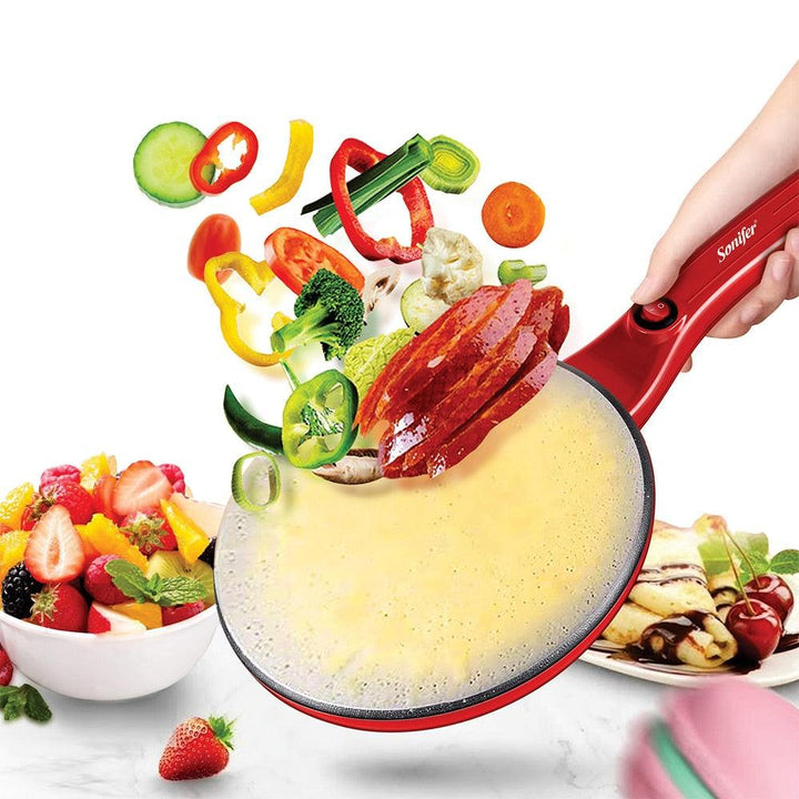 CrepeMaster electric crepe griddle, ideal for making delicious crepes and tacos.