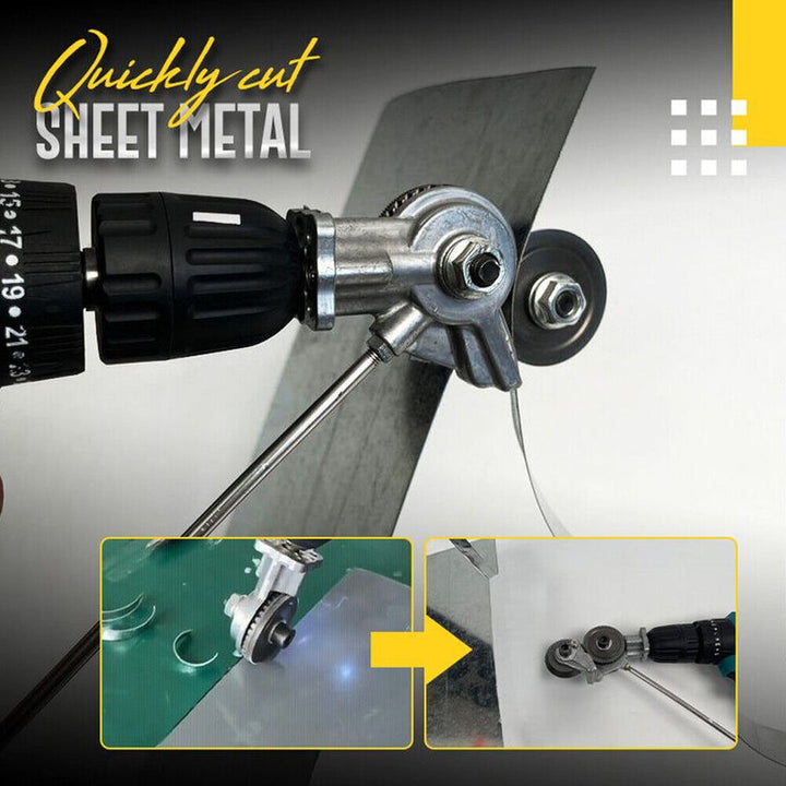 Sheet metal shear attachment for electric drills, makes metal working easy. A versatile cutting tool for various projects.