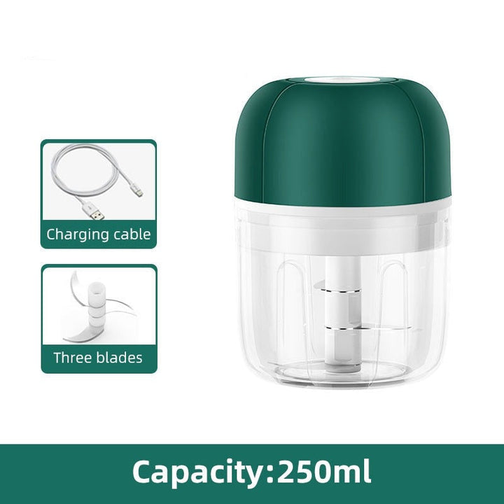 This electric garlic press chops garlic and small vegetables quickly and easily, a must-have kitchen tool.