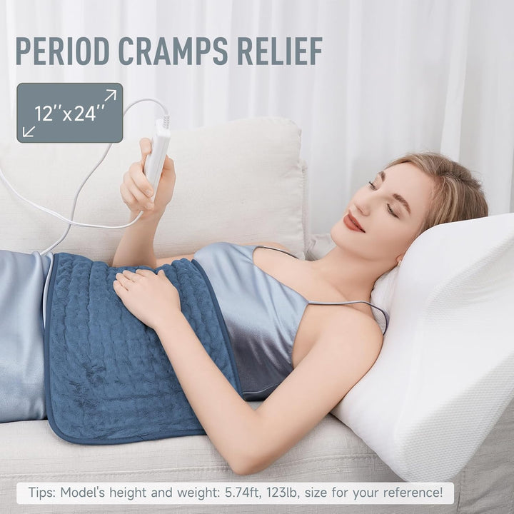 Therapeutic electric heating pad with soft flannel for effective muscle, joint, & cramp relief.