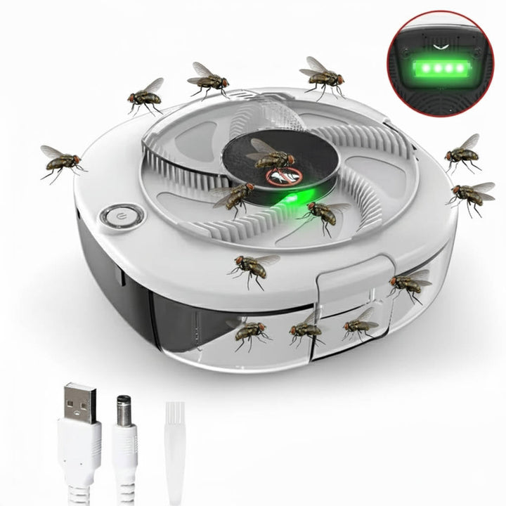 Indoor electric fly trap. Non-toxic, quiet pest control solution. USB-powered, rechargeable insect killer.