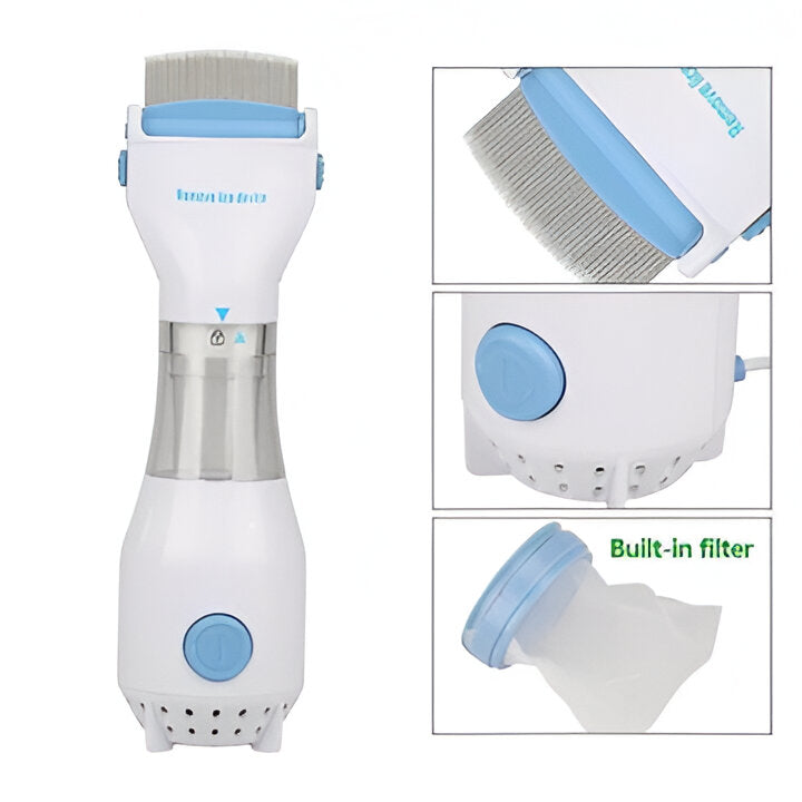Portable electric lice comb for gentle & effective head lice & nit removal. A chemical-free hair care device.