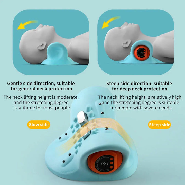 Compact electric neck massager for on-the-go muscle relaxation, pain relief, and personal care.