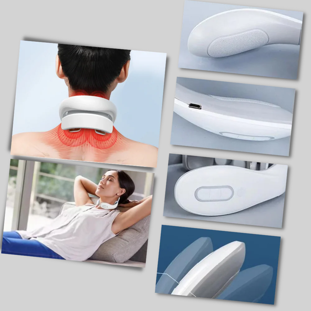 Wellness therapy device: electric neck massager with heat & 6 modes, ideal for muscle pain relief & relaxation.