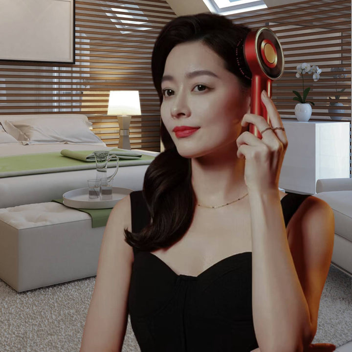LED light therapy scalp massager for promoting hair growth, boosting circulation & stress reduction.