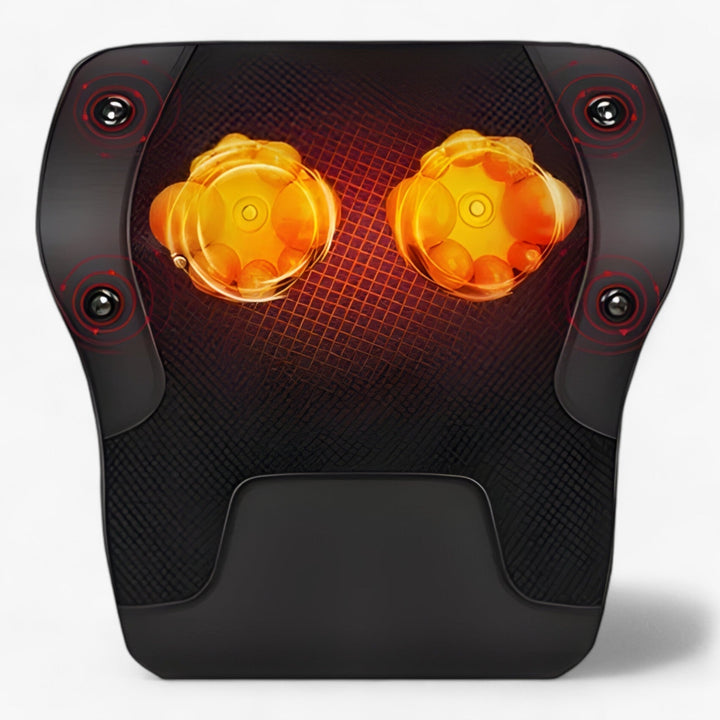 Electric Shiatsu massage cushion for deep back & neck pain relief. Enjoy relaxation at home or office with heated nodes.