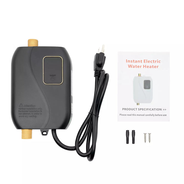 Compact electric tankless water heater for energy-efficient on-demand hot water.