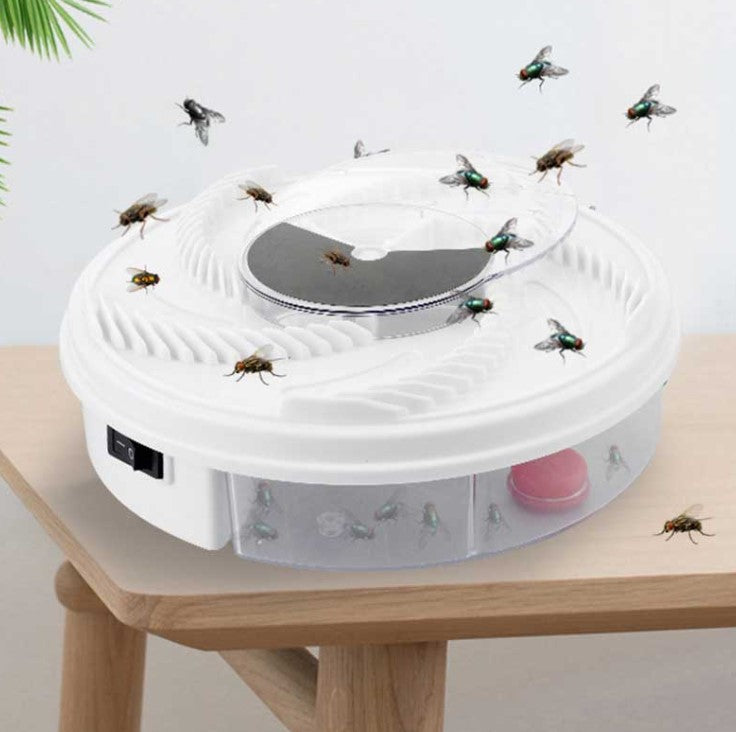 Electronic silent fly trap for home pest control, USB powered, non-toxic & reusable.