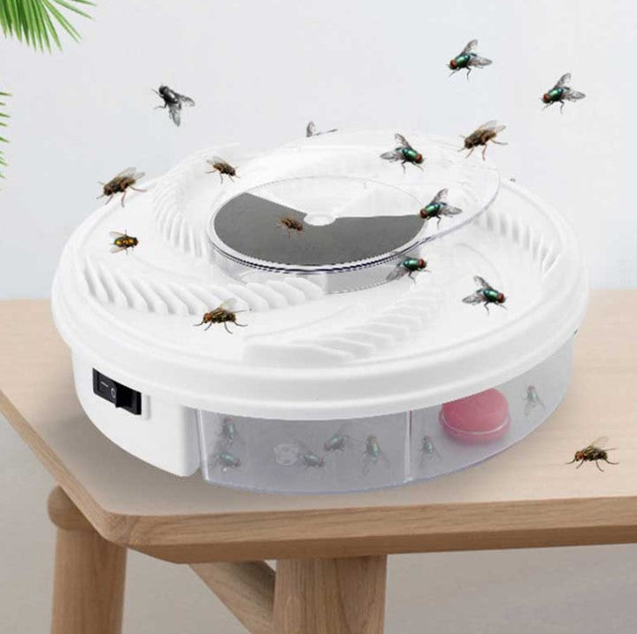 Electronic silent fly trap for home pest control, USB powered, non-toxic & reusable.