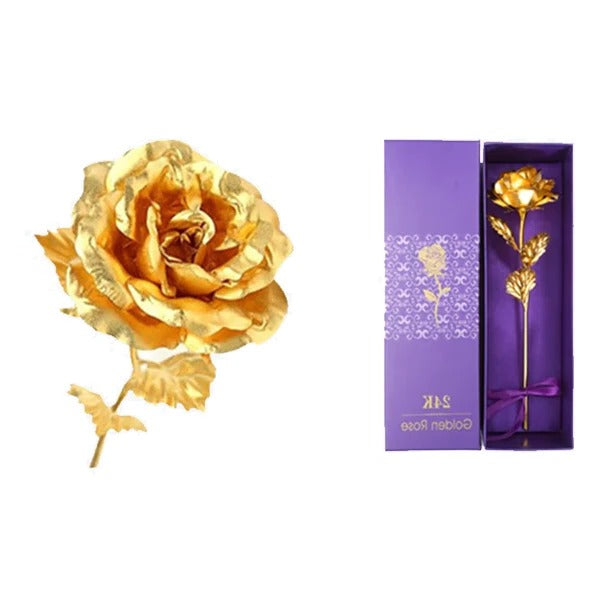 Unique 24K gold preserved real rose in a sophisticated gift box, ideal for anniversary, Valentine's, or Mother's Day.