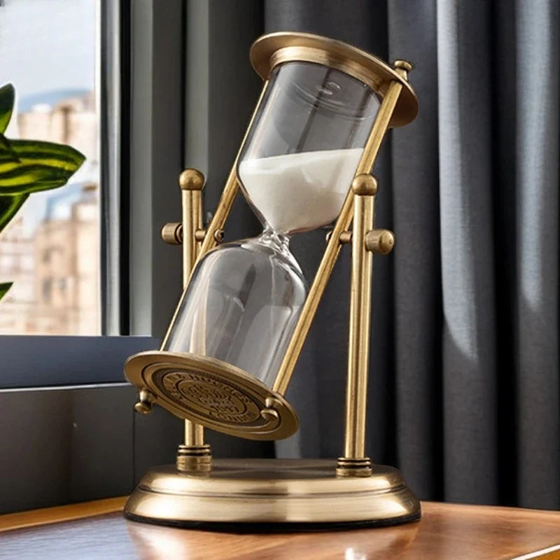 Elegant 60-minute sand timer for mindful focus & productivity. A beautiful desk decor & time management tool.