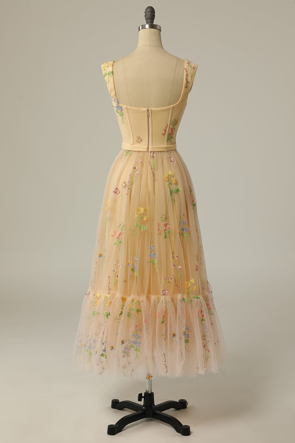 Long embroidered A-line formal dress for women, an elegant ball gown for any special event.