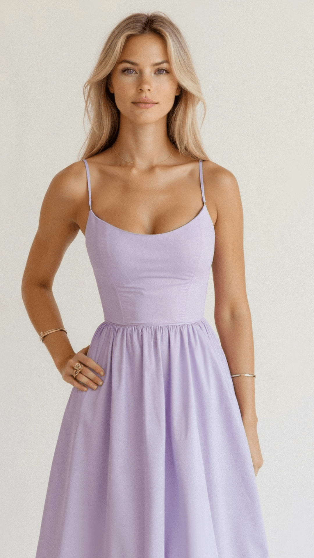 Feminine A-line midi dress, women's elegant design, perfect as a flattering special occasion dress.