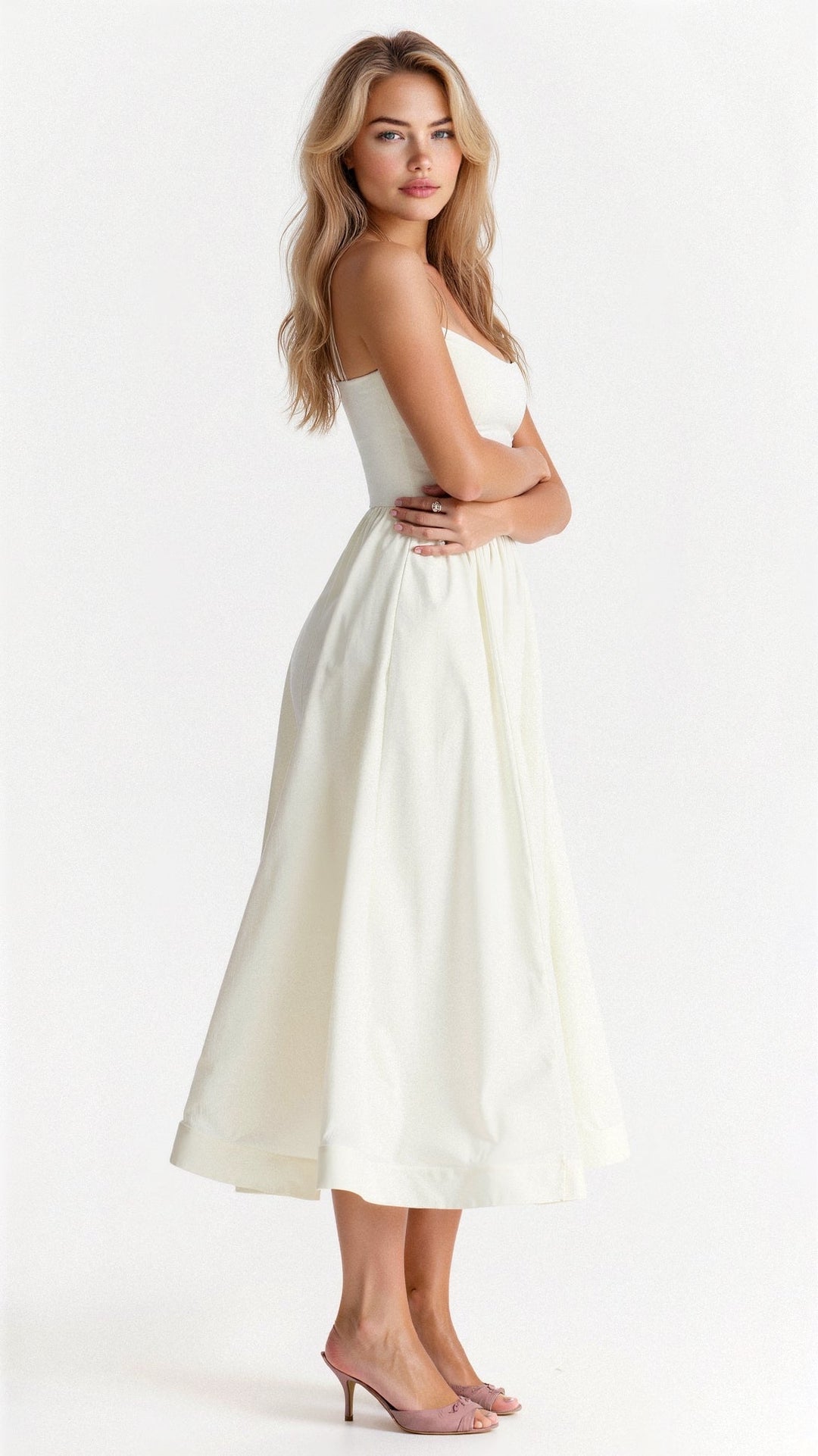 Stylish women's special occasion A-line midi dress with a flattering fit & elegant design.