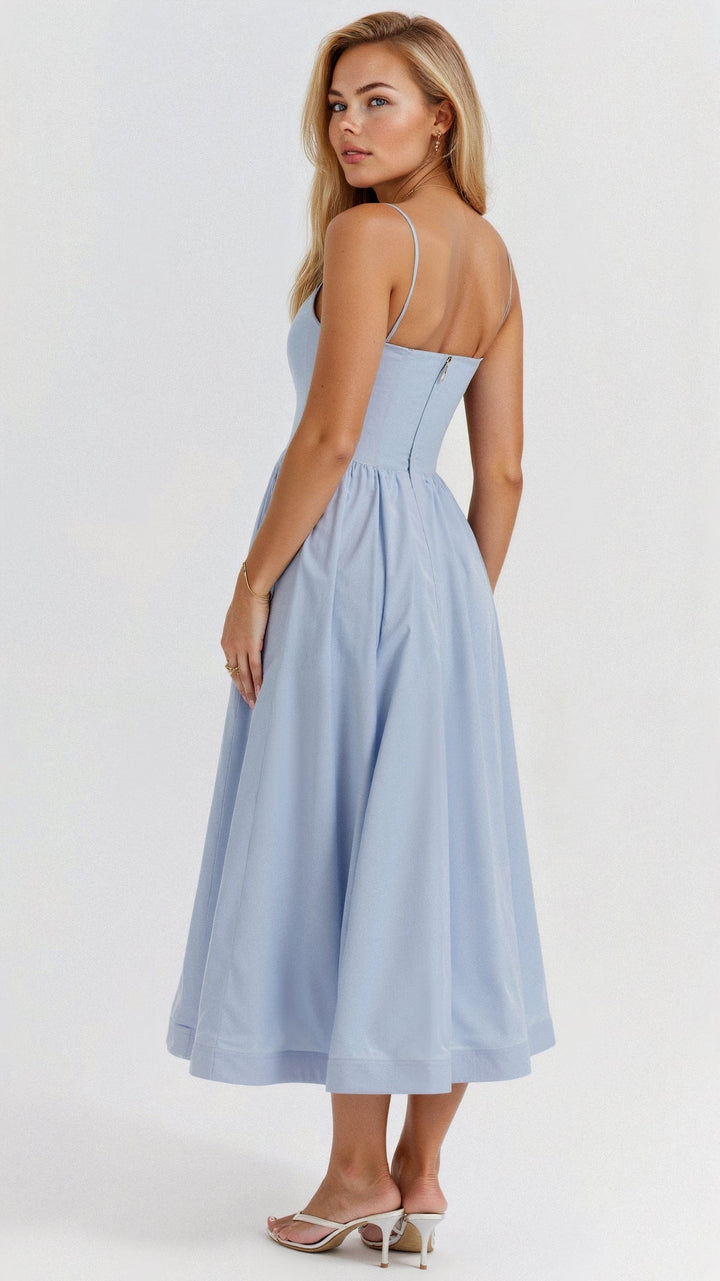 Versatile women's A-line midi dress, perfect for elegant special occasions and flattering wear.