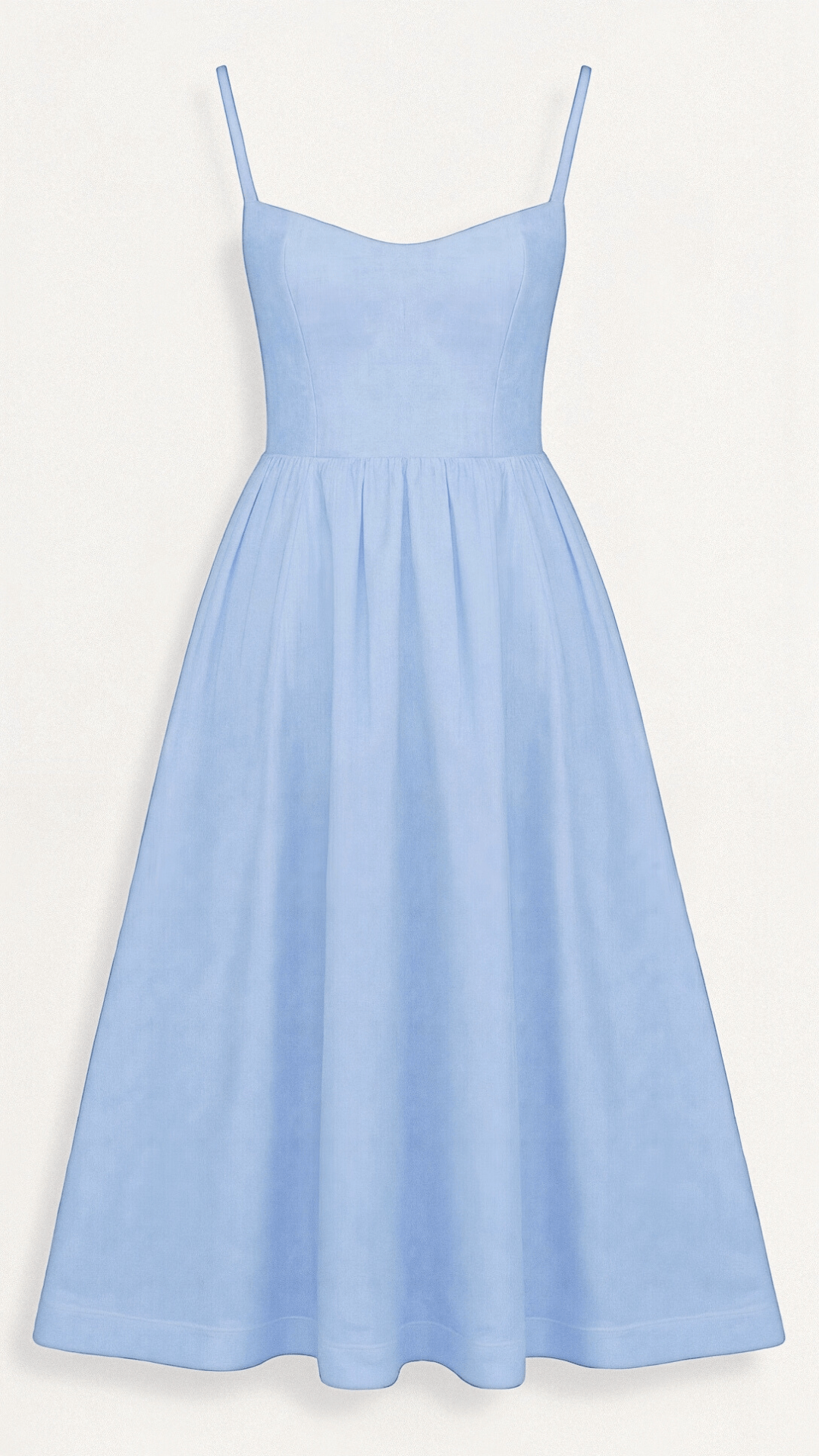 Elegant women's midi dress, A-line silhouette, suitable for spring fashion and summer events.
