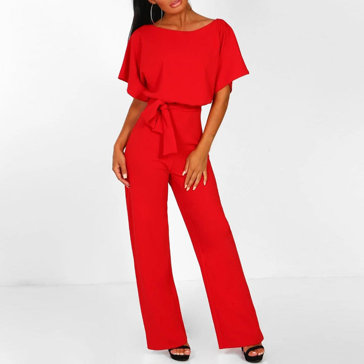 Women's AuraElegance designer jumpsuit, a chic and comfortable party wear option.