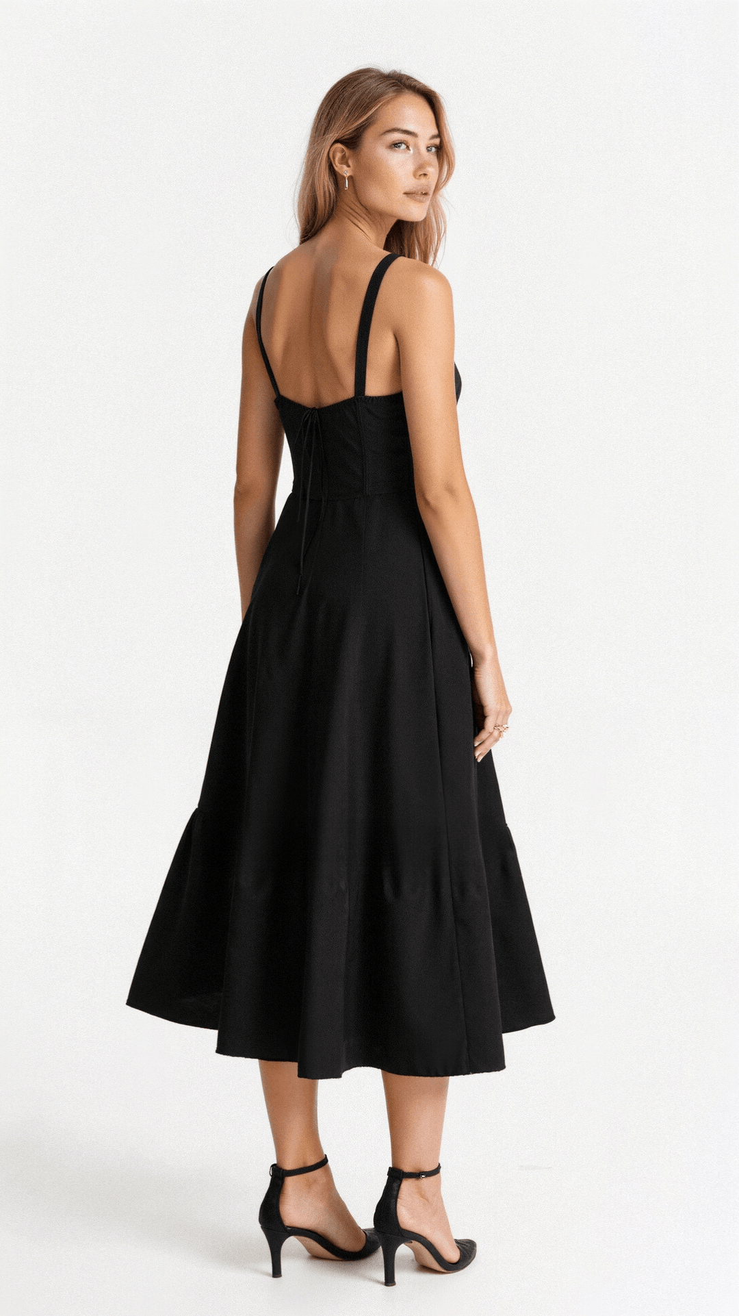 Gorgeous women's white elegant corset midi dress with a modest side slit, suitable for formal events & parties.