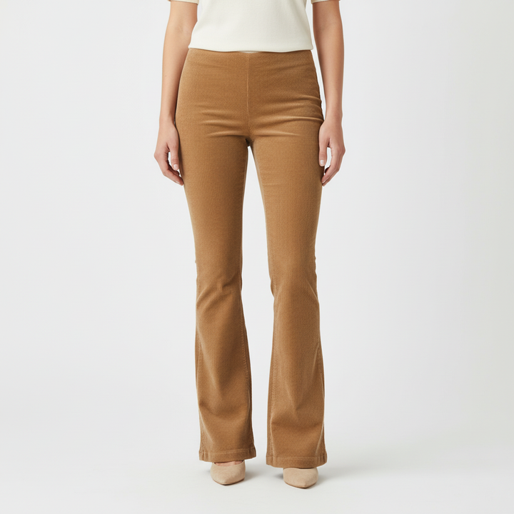 Annemarie women's flared trousers, bell bottom silhouette in a versatile black cotton blend.