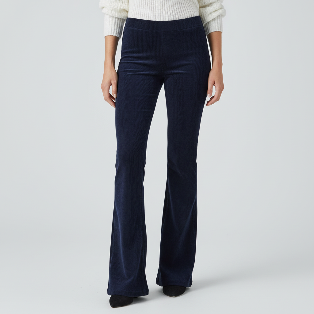 Elegant women's flared trousers, a fashionable cotton blend for daily comfort.