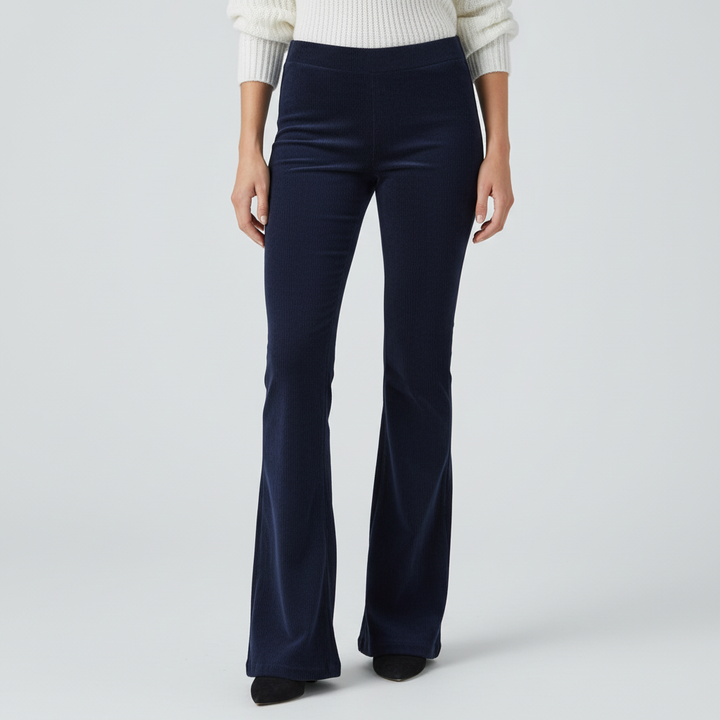 Elegant women's flared trousers, a fashionable cotton blend for daily comfort.