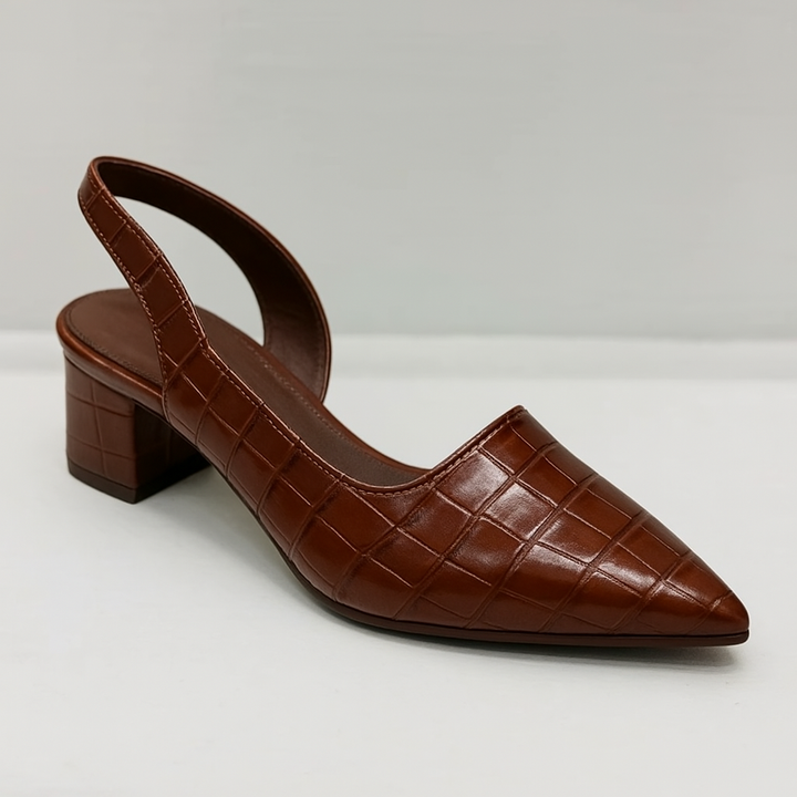 Classic black slingback block heel pumps designed for women's comfort and style