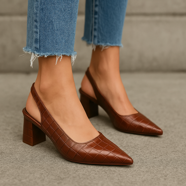 Annika versatile pumps: women's slingback with block heel, suitable for work or events
