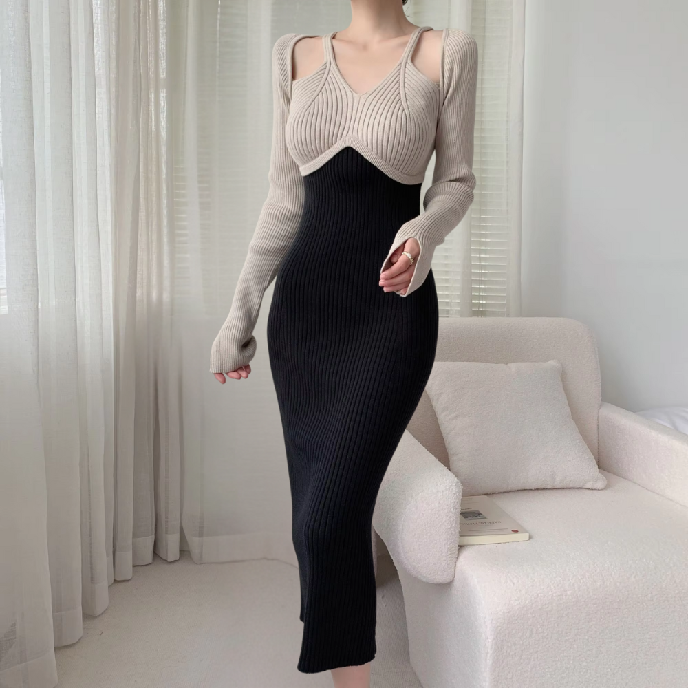 Elegant black maxi dress for women with long sleeves, perfect for versatile fashion & everyday wear.